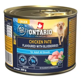 Ontario Adult kuřecí paté s borůvkami 200 g / Konzerva pro psy / Superprémiové / Grain free (214-859808)