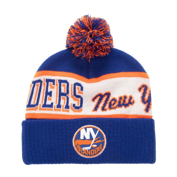 Mitchell & Ness Pánská zimní čepice New York Islanders NHL Block Sweep Pom Knit