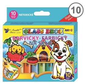 Amos Slupovací barvy na sklo sada 10 x 10,5 ml předlohy folie
