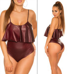 Sexy KouCla Wetlook Body Volantem Einheitsgroesse