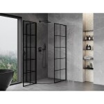 MEXEN/S - Mist Lsprchový kout pětiboký křídlový asymetrický levá 80 x 90, černá kratka, černá 8A8L-080-090-70-77-L