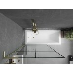 MEXEN/S - Next L vanová zástěna FIX 100 x 150, černá vzor, zlatá kartáčovaná 895-100-000-03-77-55