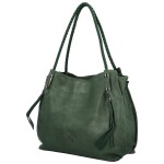 Módní dámská koženková kabelka na rameno Coveri Stipe, tmavě zelená