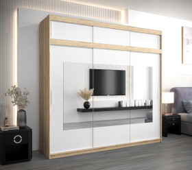 Šatní skříň Abi To s nástavcem Barva korpusu: Dub - sonoma, Rozměry: 250 cm, Dveře: Bílé