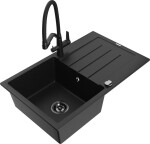 MEXEN - Bruno granitový dřez s odkapávačem včetně baterie Duo, černá 6513-77-671701-70-B
