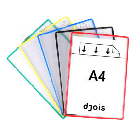 Djois rámeček s kapsou a očkem, A4, otevřený shora, mix barev, 5 ks