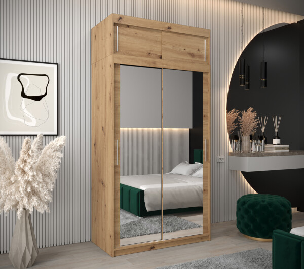 Šatní skříň Abi T3 s nástavcem Barva korpusu: Dub - Artisan, Rozměry: 120 cm, Dveře: Dub-Artisan