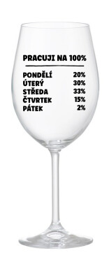 PRACUJI NA 100% - čirá sklenice na víno 350 ml