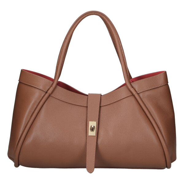 Luxusní kožená kabelka do ruky Valentina, hnědá