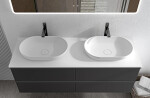 CERANO - Koupelnová skříňka Velora - černá matná, úchytka černá + deska z lit. mramoru Elanys - 12 mm - bílá matná - 160x54,2x46,5 CER-679427