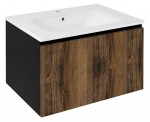SAPHO - LOREA umyvadlová skříňka 70x44x51,2cm, 1x zásuvka, dub collingwood/černá mat LE070-1935