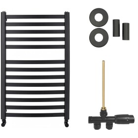 CERANO Koupelnový radiátorový set Paolo - ústřední vytápění - boční jednobodové připojení - 568W - černá matná - 850x550 mm
