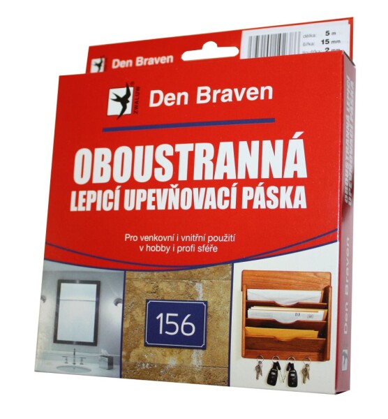 Páska oboustranná, 15mm x 5m, síla 1mm, DEN BRAVEN
