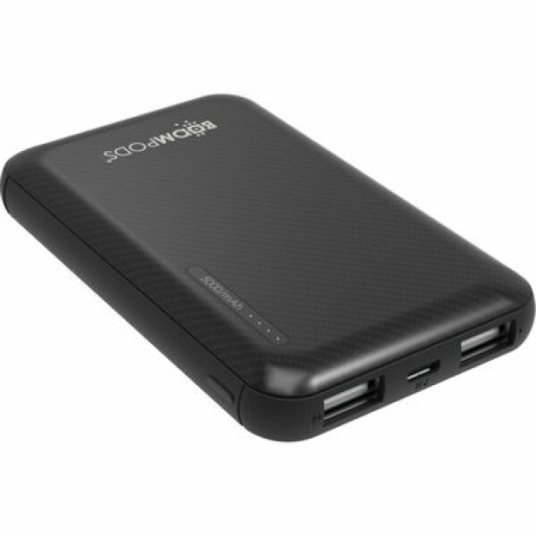Boompods Obi černá / Powerbanka / 5000mAh / 2x USB / Micro-USB (PBOBLK)