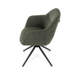 Židle jídelní a konferenční, zelená látka, černé kovové nohy, otočný mechanismus