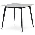 Stůl jídelní 80x80 cm, keramická deska bílý mramor, černé kovové nohy