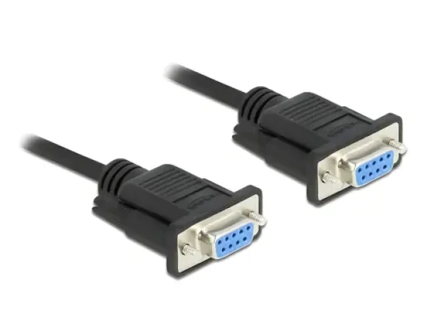 DeLock RS-232 Sub-D9 samice-samice černá / Sériový kabel / Null modem / 10 m (86604)
