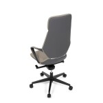 Kancelářské křeslo, šedá ekokůže, houpací mechanismus s aretací ve 4 polohách, kovový kříž, kolečka pro tvrdé povrchy
