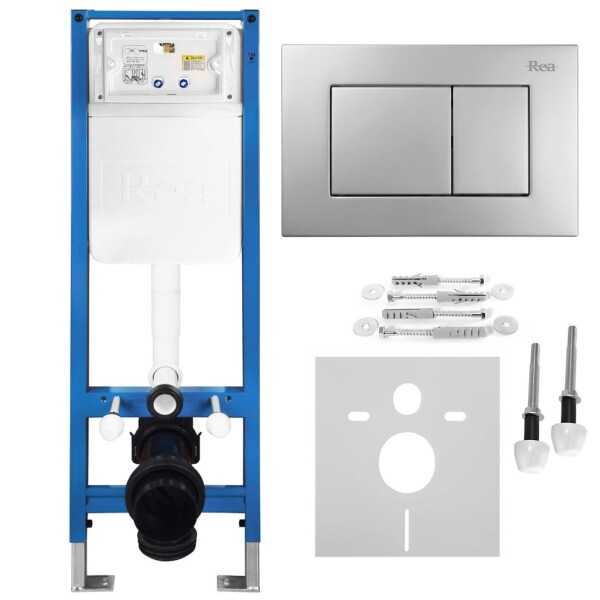 REA - Podomítkový Instalační Set Slim 024N pro WC s Tlačítkem J Satin KPL-E1637