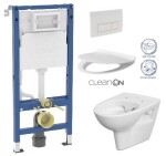 GEBERIT DuofixBasic s bílým tlačítkem DELTA51 + WC CERSANIT CLEANON PARVA + SEDÁTKO 458.103.00.2 51BI PA2