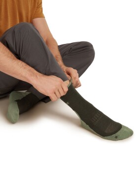 Pánské merino ponožky ICEBREAKER Mens Hike+ Light Crew, Dark Loden/Lichen velikost: 47-49 (XL)