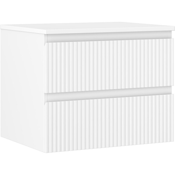 MEXEN/S - Rivel koupelnová skříňka pod umyvadlo 60 cm s deskou, 2 zásuvky, reliéf , bílá mat 91A20-06047-2-BFFC01