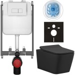 CERANO - Kompletní WC set Basic/Forte - černá matná - WC tlačítko Modulo/Bílá - pro zazdění - 51x36 CER-8050BD86406