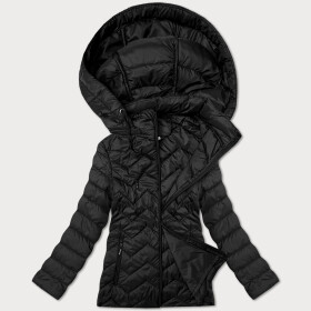Černá dámská prošívaná plus size bunda s kapucí J Style (16M9267-392) odstíny černé 48