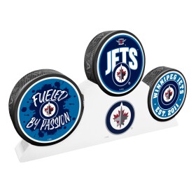 Mustang Sada 3 puků se stojánkem Winnipeg Jets NHL