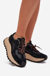 Kožené Sneakersy Na Platformě Dámské Big Star SS274628 HI-POLY SYSTEM Černé 37