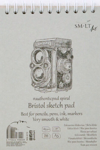 SM.LT Bristol Authentic extra bílý A5 180g 30 listů
