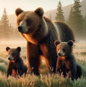 Pohlednice 3D Bear Family Sq Ca