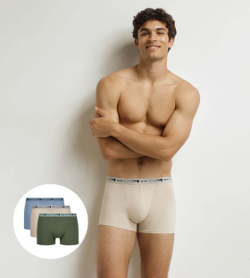 Pánské boxerky z bio bavlny 3ks DIM COTTON STRETCH BIO BOXER 3x - DIM - zelená XL