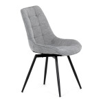 Židle jídelní, šedá látka, černý kov, otočný mechanismus 90°/90° (L/P) - funkce reset