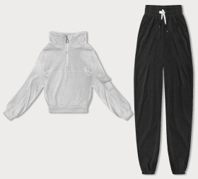 Světle šedý dámský teplákový komplet typu "wafel" (AMG-339A) odstíny šedé XL (42)