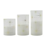 House Doctor Skleněná LED svíčka Star White – set 3 ks, bílá barva, sklo