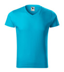 Slim Fit V-neck tričko pánské tyrkysová XL