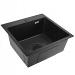REA - Ocelový dřez Leo 40 Black s kuchyňskou baterií KPL-96002