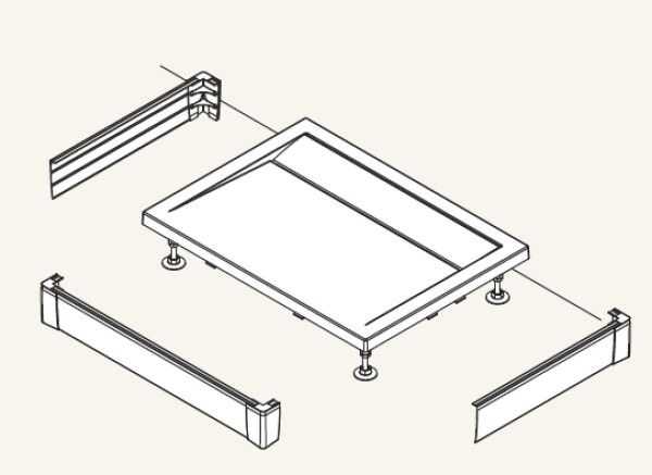 SanSwiss PWIU 80 120 80 50 Přední panel U hliník pro obdélníkovou vaničku 80×120cm - aluchrom
