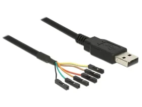 DeLock USB TTL kabel / Kabel / 6pin pinheader – USB-A / 1,8 m / 3,3 V / černá (83787)