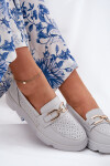 Dámské Kožené Mokasíny se Zlatým Detailem Jasnoszare Vinceza 88007 36