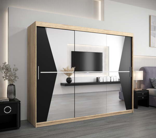 Šatní skříň Abi Ma Barva korpusu: Dub Sonoma, Rozměry: 250 cm, Dveře: Černá