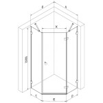 MEXEN/S - Lunar sprchový kout pětiboký křídlový pravá 100 x 90, transparent, zlato kartáčovaná 831-100P-090L-55-00-P