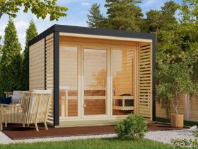 Finská sauna – KARIBU ARES 3 (natur / antracit)