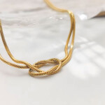 Náhrdelník z chirurgické oceli s propleteným uzlem Inés Gold, Zlatá 38 cm + 5 cm (prodloužení)