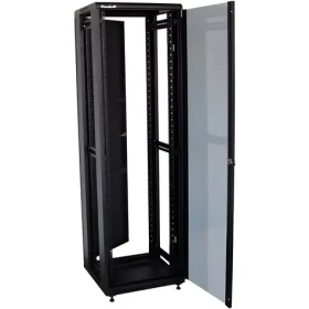 XtendLan 42U/800x800 černá / Stojanový rozváděč / 19" / skleněné dveře / plná záda (ECO-42U-88-BLACK-S)