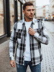 Pánská kostkovaná flanelová košile DX2673 černobílá - FashionStreet M