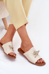 Dámské sandály na plochém podpatku s ozdobným vázáním béžové Norela 41
