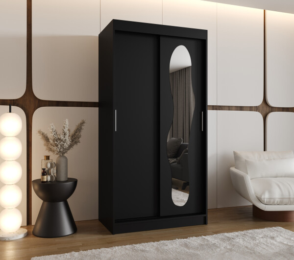 Šatní skříň Abi Ultra Rozměry: 100 cm, Barva korpusu + barva dveří: Černá + Černá
