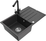 MEXEN - Bruno granitový dřez s odkapávačem včetně baterie Duero, černá kropenatá 6513-76-671600-70